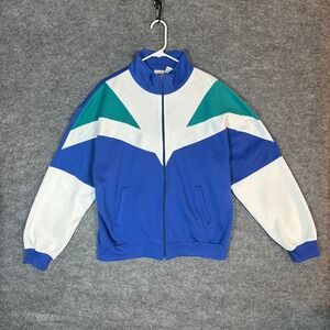 USA Olympic Track Jacket Blue White Green Color Block Full‎ Zip Men's Large